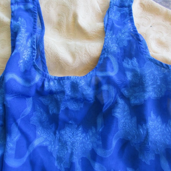 Vintage Royal Blue Victoria Secret 2 pc Baby Doll Nightie Lingerie - Picture 2 of 8